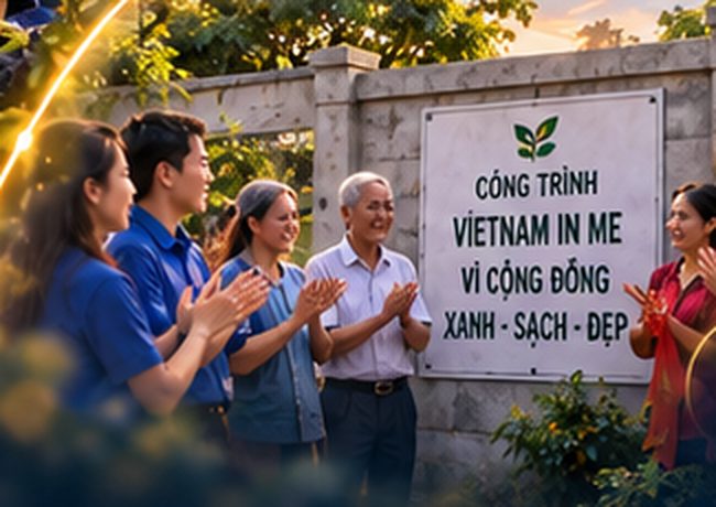 Người dân vỗ tay trước biển Công trình Vietnam In Me vì cộng đồng xanh sạch đẹp